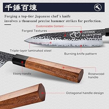 maki yamaguchi　HF-531 SF,S-ESUATB Amazon.com: FAMCÜTE Customize Japanese Knife, Hand Forged 8